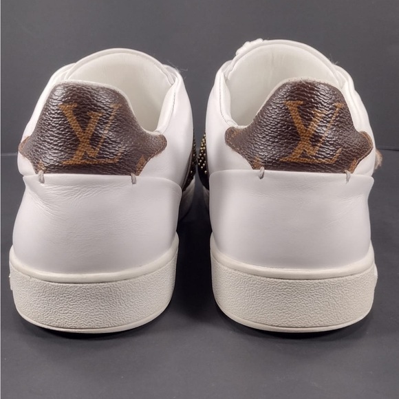 Louis Vuitton White Sneakers with Brown Strap size 8 pre owned Exellent Con - Picture 14 of 16